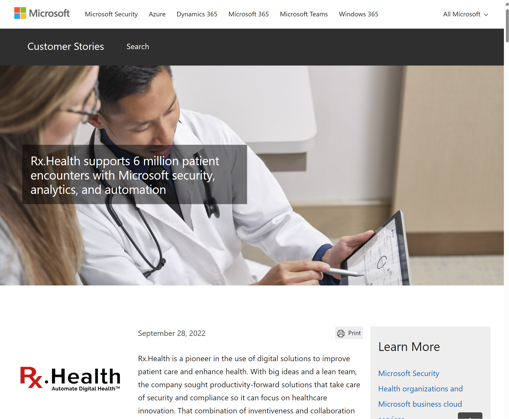 RX.Health: Supporting Millions of Patients with Microsoft Security, Analytics, and Automation