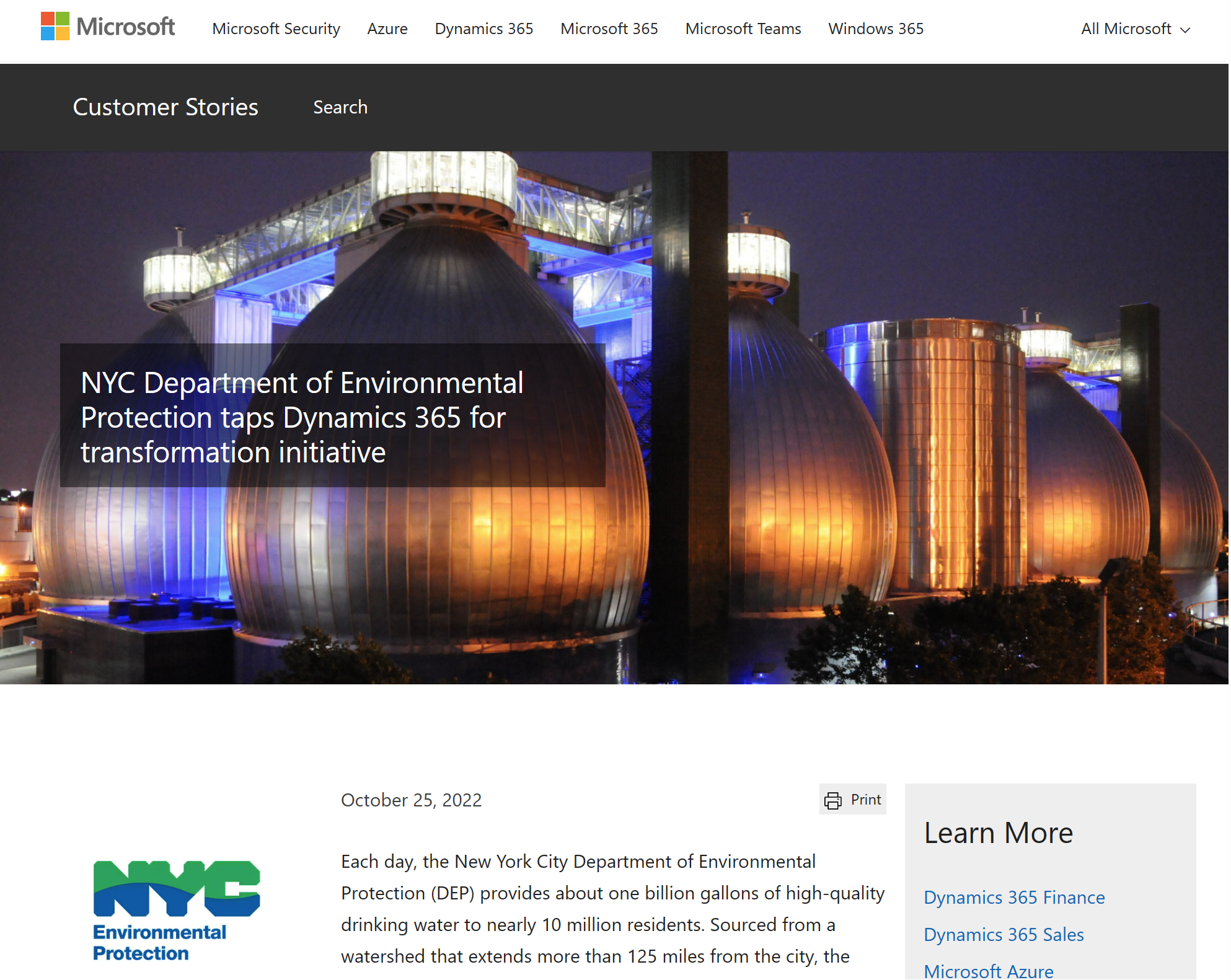 NYC Department of Environmental Protection Taps Dynamics 365 for Transformation Initiative