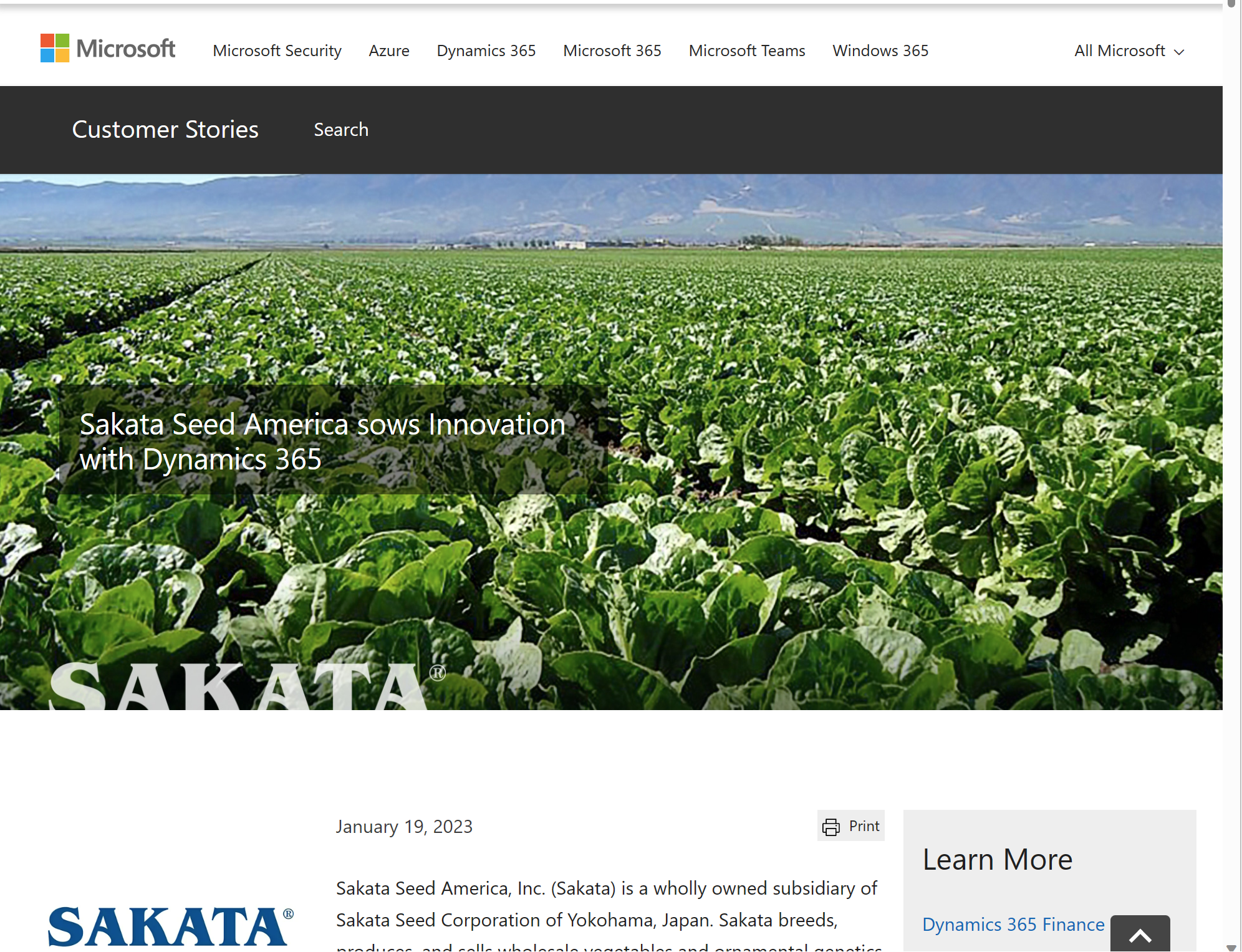 Sakata Seed America Sows Innovation with Dynamics 365